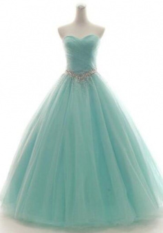 Floor-length Sweetheart Neck Tulle Sleeveless Formal Prom Dress