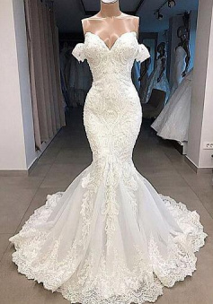Gorgeous Off-the-shoulder Mermaid Lace Wedding Dresses