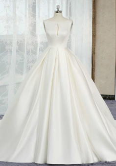 Beautiful Ivory Ball Gown Satin Wedding Dress