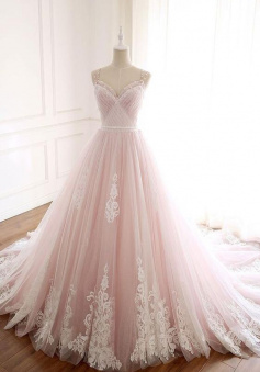 Sweetheart mermaid pink tulle long prom dress