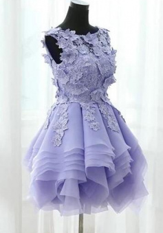 Elegant Floral Lace Organza Short Prom Dresses