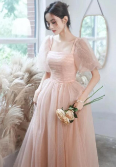 A Line Pink party dresscute prom dress