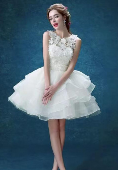 Chic White short lace wedding dress