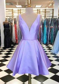 Simple Short V Neck Prom Dresses