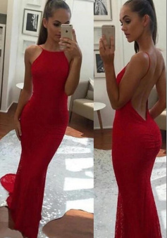 Spaghetti Straps Backless Mermaid Prom Dresses