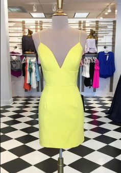 Simple Short Yellow Homecoming Dresses