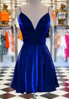 Simple Short Royal Blue Homecoming Dress