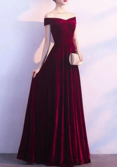 Elegant Charming Velvet Off Shoulder Junior Party Dress