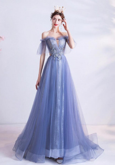 Off Shoulder Mermaid TUlle Prom Dresses