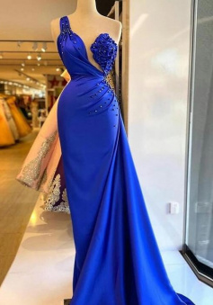 Mermaid One Shoulder Royal Blue Evening Dresses