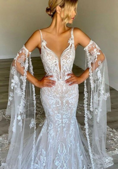 Vintage Mermaid Lace Bridal Gown Wedding Dresses