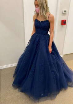 A Line navy blue Evening Formal Prom Dress