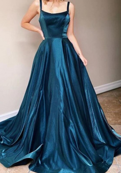 Dark Emerald Green Long Prom Dresses