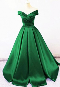 Off The Shoulder Satin Ball Gown Prom Dress