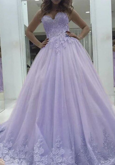 Elegant Sweetheart Tulle Lace Prom Dresses