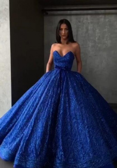 Ball gown blue sparkly formal long dresses prom dress