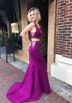 Sexy Two Piece Pageant formal Prom Dresses