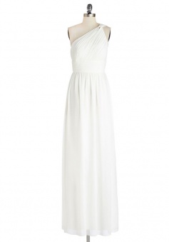 White One Shoulder Chiffon Pleats A Line Bridesmaid Dress CHBD-80063