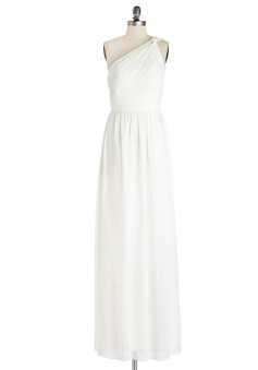 White One Shoulder Chiffon Pleats A Line Bridesmaid Dress CHBD-80063