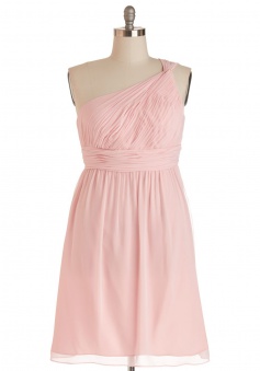 Simple One Shoulder Pink Short Knee Length Chiffon Bridesmaid Dress CHBD-80067