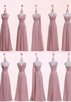 Elegant Floor- Length Sleeveless Pink Chiffon Bridesmaid Dress CHBD-7096