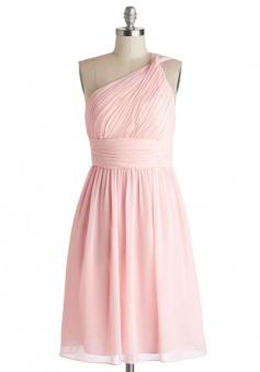 Simple Dress  A-line One-shoulder Pink Chiffon Bridesmaid Dresses, Wedding Reception Dresses  CHPD-7130