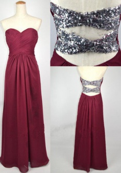 Simple Dress Elegant Sweetheart Burgundy Long Chiffon Prom Dresses/Bridesmaid Dresses/Party Dresses  CHPD-7184