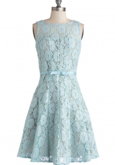 A-line Scoop Sleeveless Knee-length Lace Bridesmaid Dress