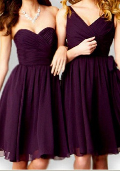 Fabulous A-line Short Grape Bridesmaid Wedding Party Dress