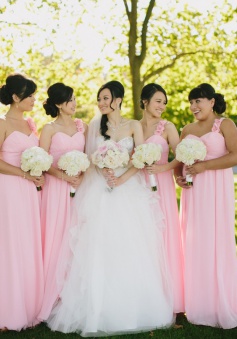 Fabulous One-shoulder Long Chiffon Bridesmaid Dress with  Handmade Flowers