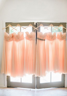 Elegant Sweetheart Long Peach Chiffon Bridesmaid Dress