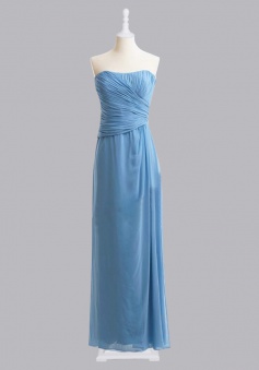 Fashion A-line Strapless Ruched Chiffon Bridesmaid Dress