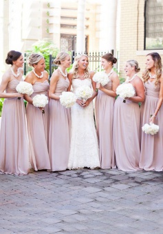 Elegant A-line Sweetheart Ruched Chiffon Long Bridesmaid Dress