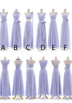 Elegant A-line Lavender Long Chiffon Bridesmaid Dress CHBD-7128