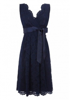 Simple Dress V-neck Navy Lace Sash Bridesmaid Dresses/Party Dresses   LABD-7177