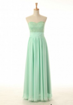 Elegant A-line Sweetheart Floor Length Zipper-up Chiffon Bridesmaid Dress