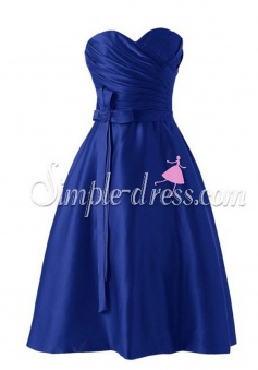 Elegant Sweetheart A-line Short Satin Royal Blue Bridesmaid Dress