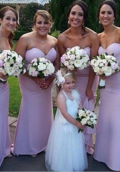 Elegant Sweetheart Satin Floor-length Mermaid Pink Bridesmaid Dresses SABD-71139