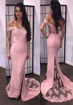 Gorgeous Mermaid Off-the-shoulder Long Prom Dress with Train