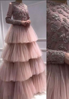 Elegant Formal Tulle Prom Dresses With Lace
