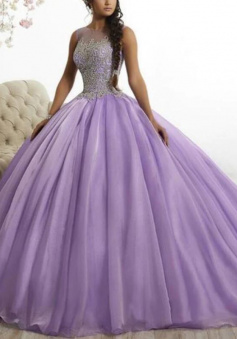 Organza Ball Gown Quinceanera Dress With Lace