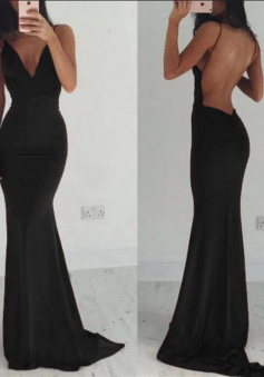 Spaghetti Straps Fitted Long Evening Party Dresses