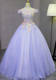 Gorgeous Off Shoulder Light Purple Tulle Sweet 16 Dress