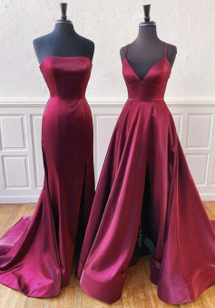 Simple satin long prom dress