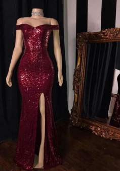 Amazing Off Shoulder Wine Red A Line Evening Prom Dresses