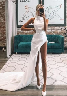 Sexy white mermaid Prom Dresses