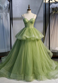 Princess Tulle Gree Long Mermaid Prom Dresses