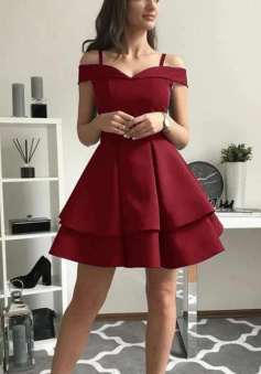 Cute red short prom dress