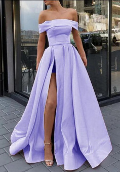 A Line lilac long party dress
