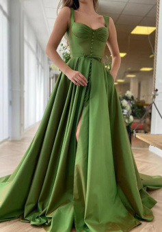 A-Line/Princess Sleeveless Satin Mermaid Prom Dresses